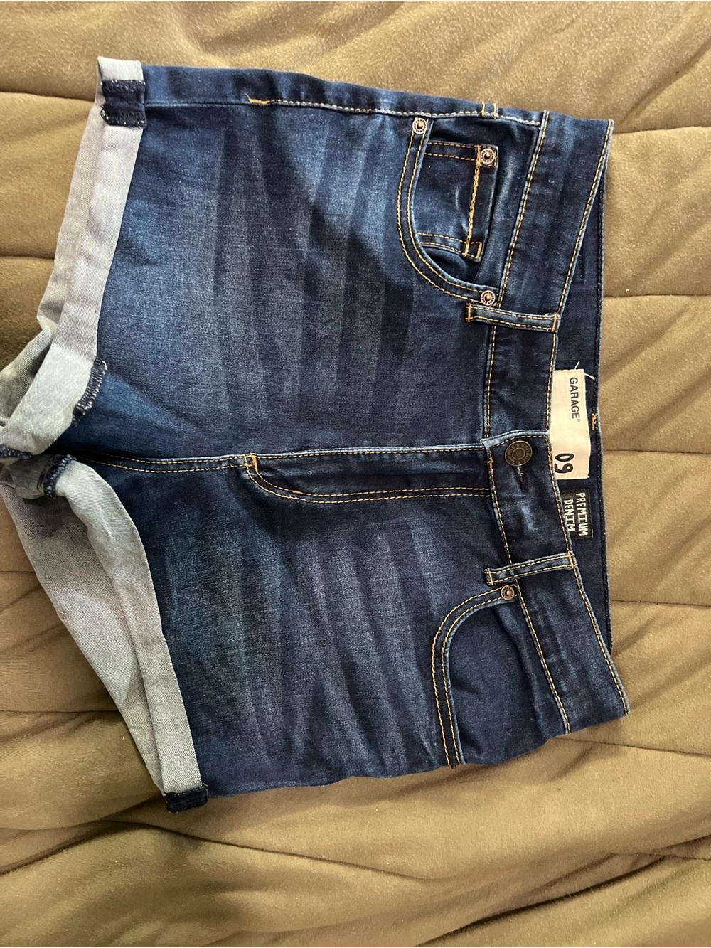 GARAGE Dark Blue Cuffed Denim Shorts